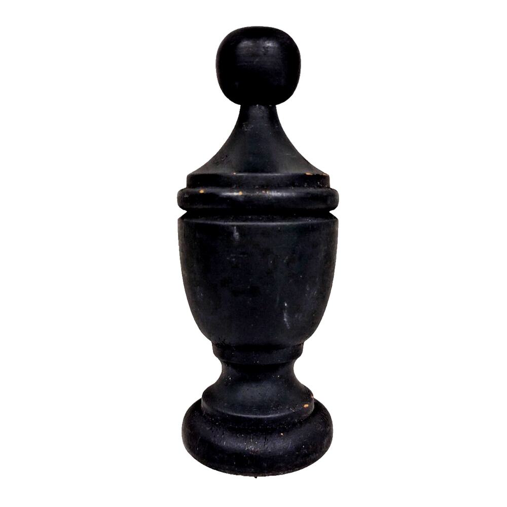 Antique Wood Ornate Victorian Furniture Finial Black Painted Screw In 4.5"